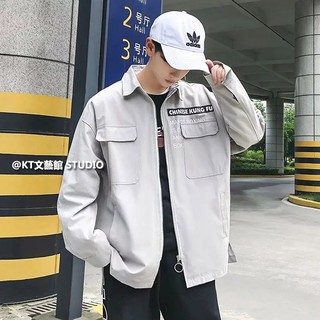 Áo khoác nam Áo khoác hàng hóa Áo khoác mùa thu Áo khoác đường phố Hàn Quốc Áo khoác rộng dành cho học sinh trẻ Tất cả các trận đấu Đồng phục bóng chày Áo khoác nhiều túi