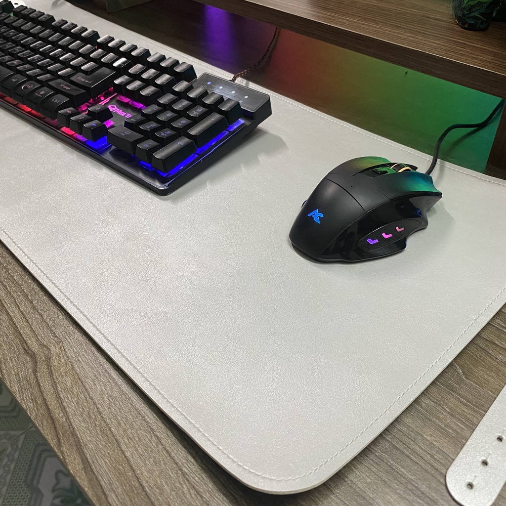 [2 MẶT_FREE SHIP] Lót Chuột Da Cỡ Lớn - Mousepad 2 Màu Đen- Xám