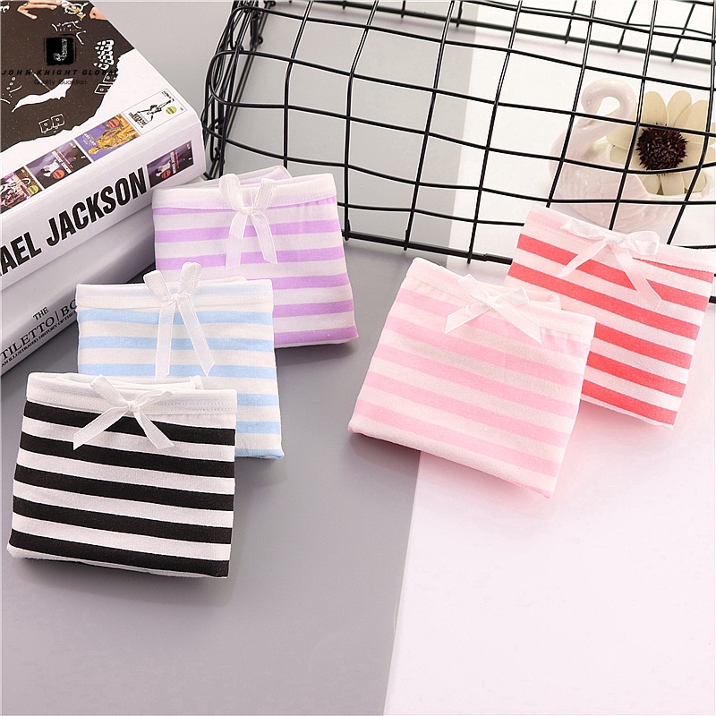 JKG Quần Lót Kẻ Sọc Hải Quân Đính Nơ Dễ Thương Bằng Vải Cotton Cho Phái Nữ | BigBuy360 - bigbuy360.vn