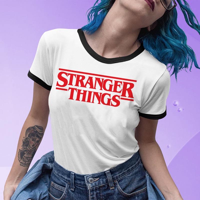 Áo Thun Tay Ngắn In Chữ Stranger Things 4 Thời Trang Cho Nữ