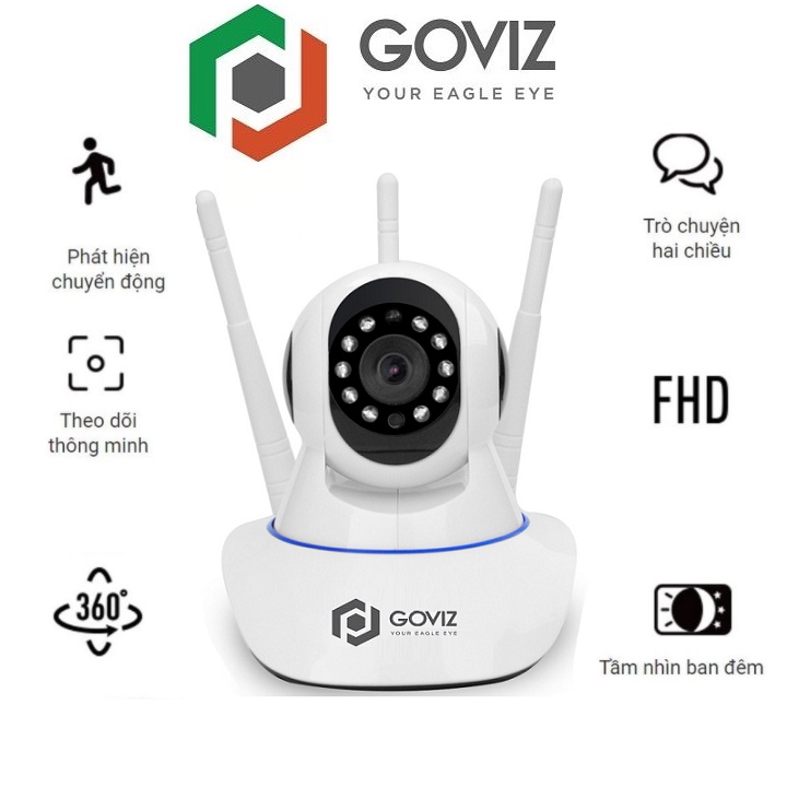 Camera wifi GOVIZ 3 Râu 3.0Mpx Full HD Đa chức năng , đàm thoại , ghi âm , lưu video ,báo động