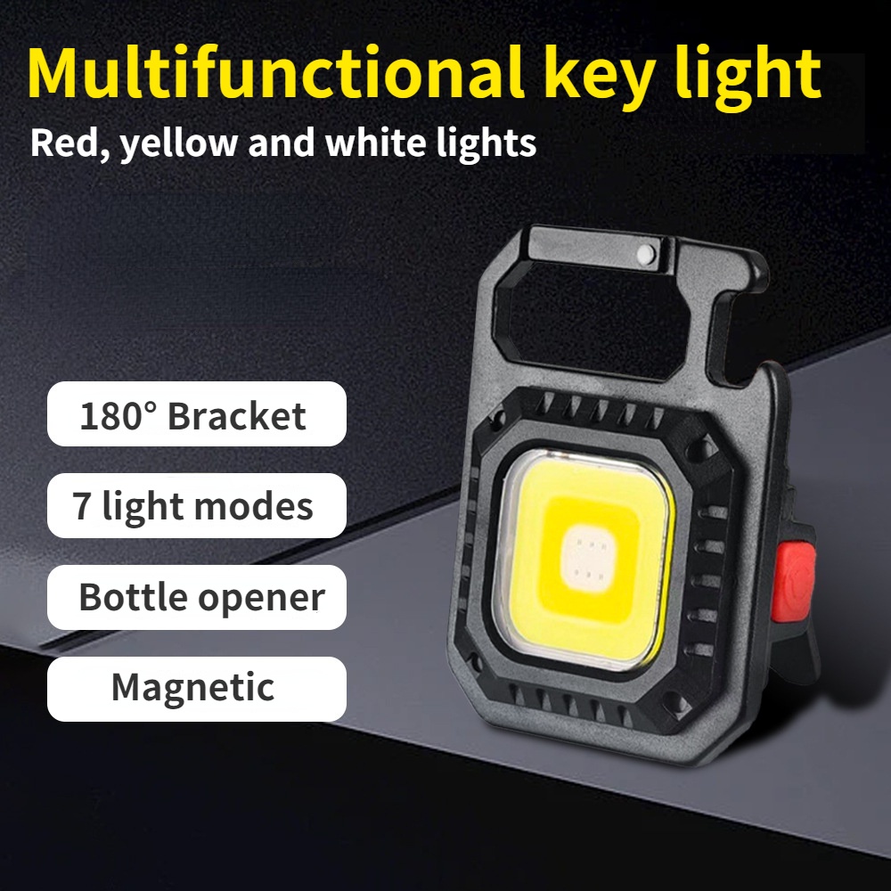 Đèn Pin 7 Chế Độ Mini Sạc USB Có Móc Khóa Tiện Dụng Dùng Khi Đi Cắm Trại & Chạy Bộ & Làm Vườn