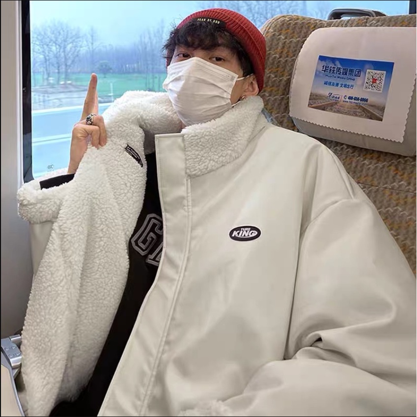 Áo Khoác Da Pu Thiết Kế Đơn Giản Phong Cách Hàn Quốc Trẻ Trung áo khoác lông cừu nam dây kéo from rộng unisex áo khoác mùa đông