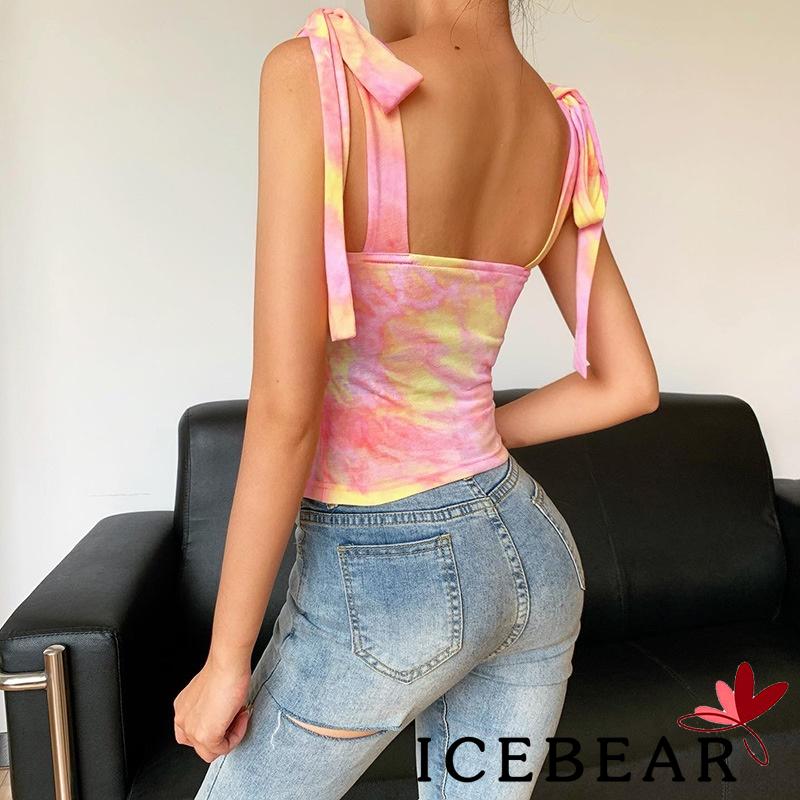 Áo Hai Dây Cột Họa Tiết Nhuộm Phối Màu Thời Trang Gợi Cảm Cho Nữ