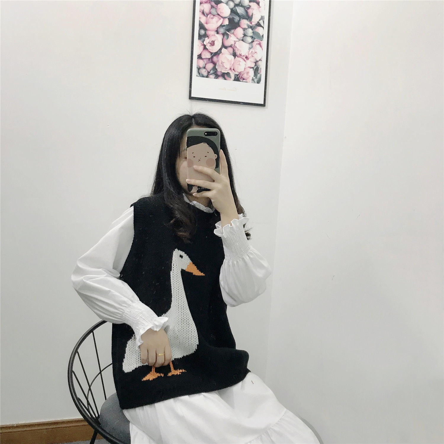 Áo Ba Lỗ Dệt Kim Dáng Rộng In Hình Hoạt Hình Xinh Xắn Cho Nữ | BigBuy360 - bigbuy360.vn