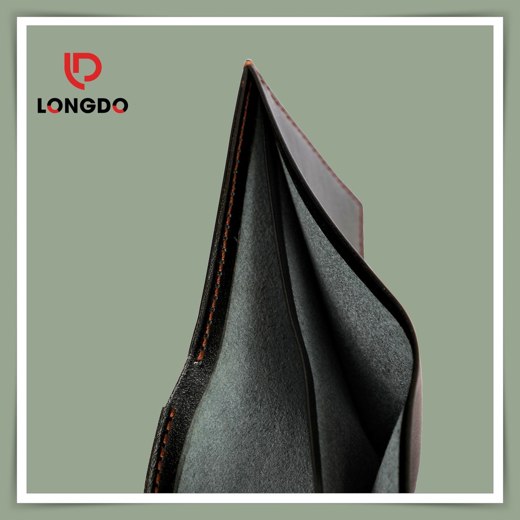 Ví ngang nam màu đen - Cam kết 100% da bò thật - Hàng cao cấp Thương hiệu Longdo Leather - B01