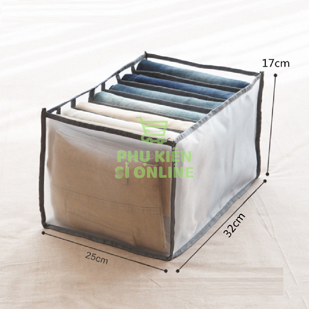 Hộp vải đựng quần áo chia nhiều ngăn, khay vải lưới đựng đồ lót, vớ tiện dụng (38 x 25 x 20) Store4girls