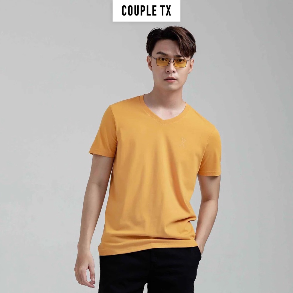 Áo Thun Nam Cổ Tim Couple TX Basic Vải Đốm In Logo X