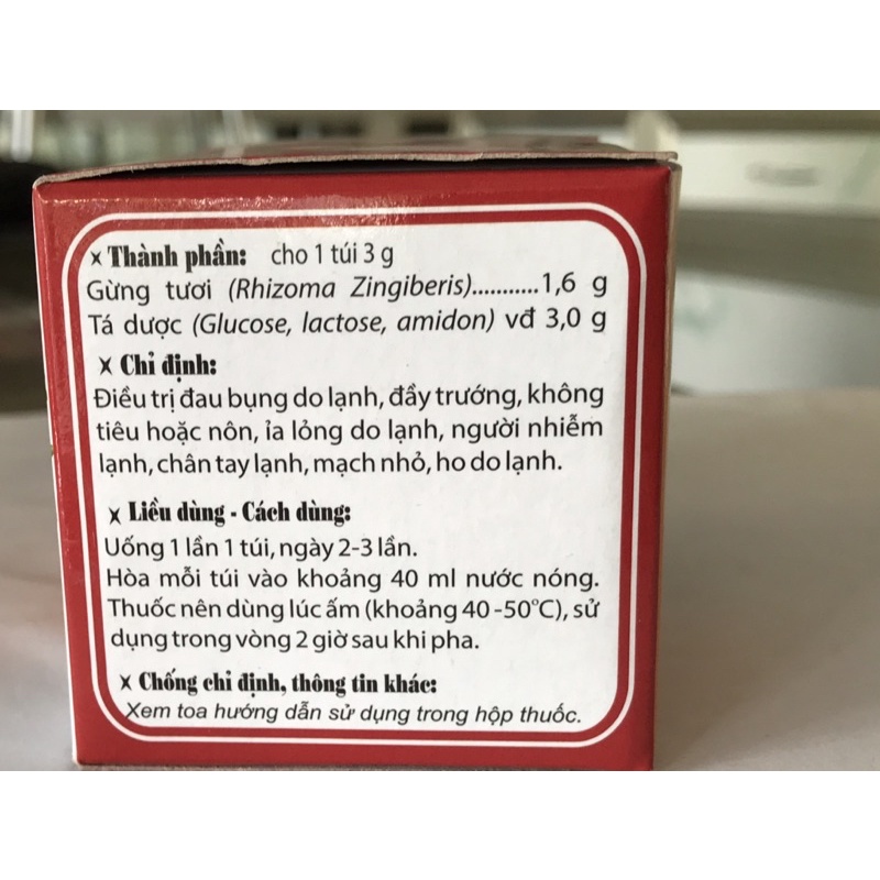 Trà gừng Traphaco - hộp 10 gói x 3g