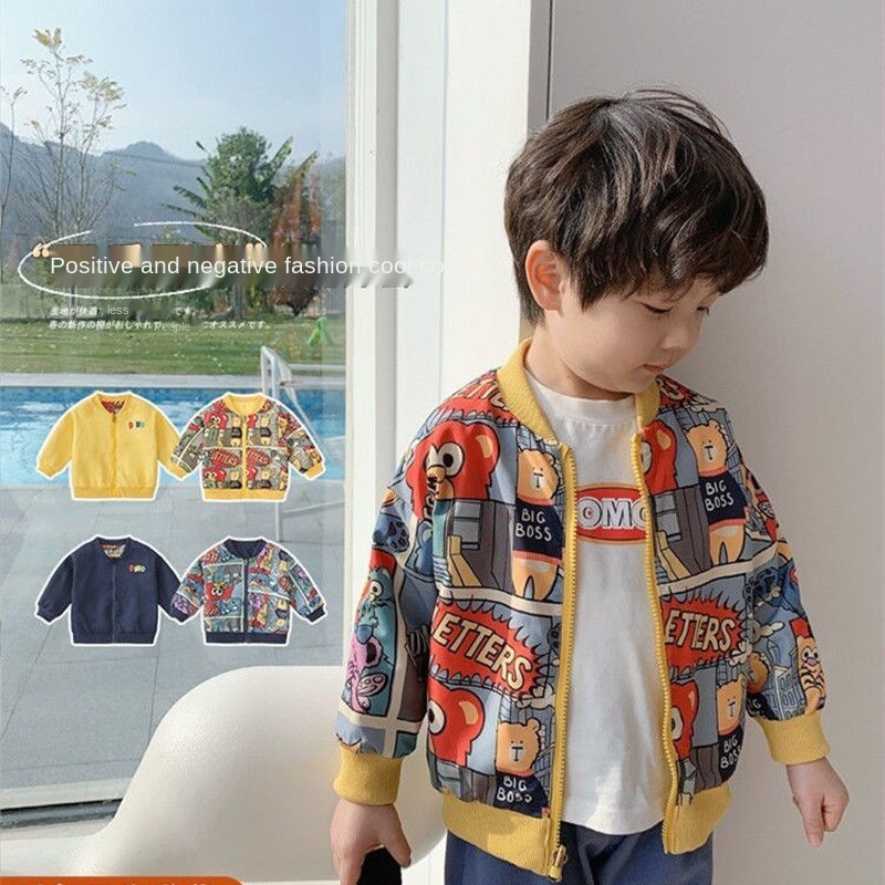 Áo khoác bóng chày thời trang xuân thu phong cách cho bé trai