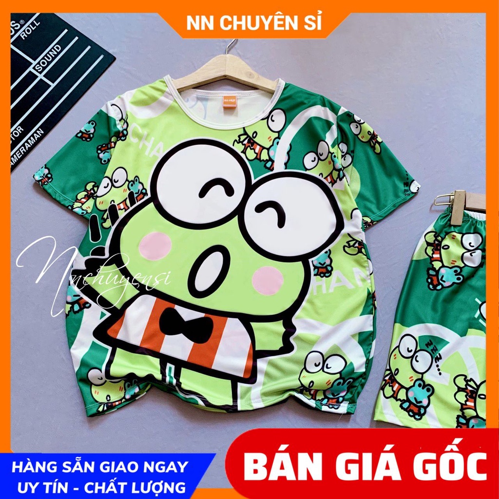 Đồ bộ bé trai bé gái size đến 70kg chất thun mềm mịn mát in hình ếch hoạt hình dễ thương DBRBD FULL SIZE
