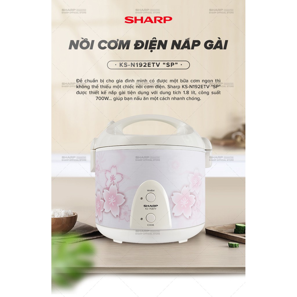 Nồi Cơm Nắp Liền Sharp KS-N192ETV"SP" 1.8L Hàng Thái Lan