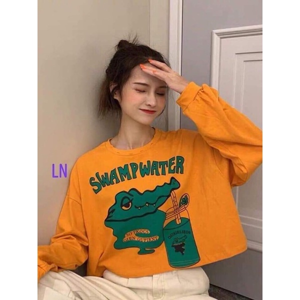 Áo croptop cá sấu tay dài LN12