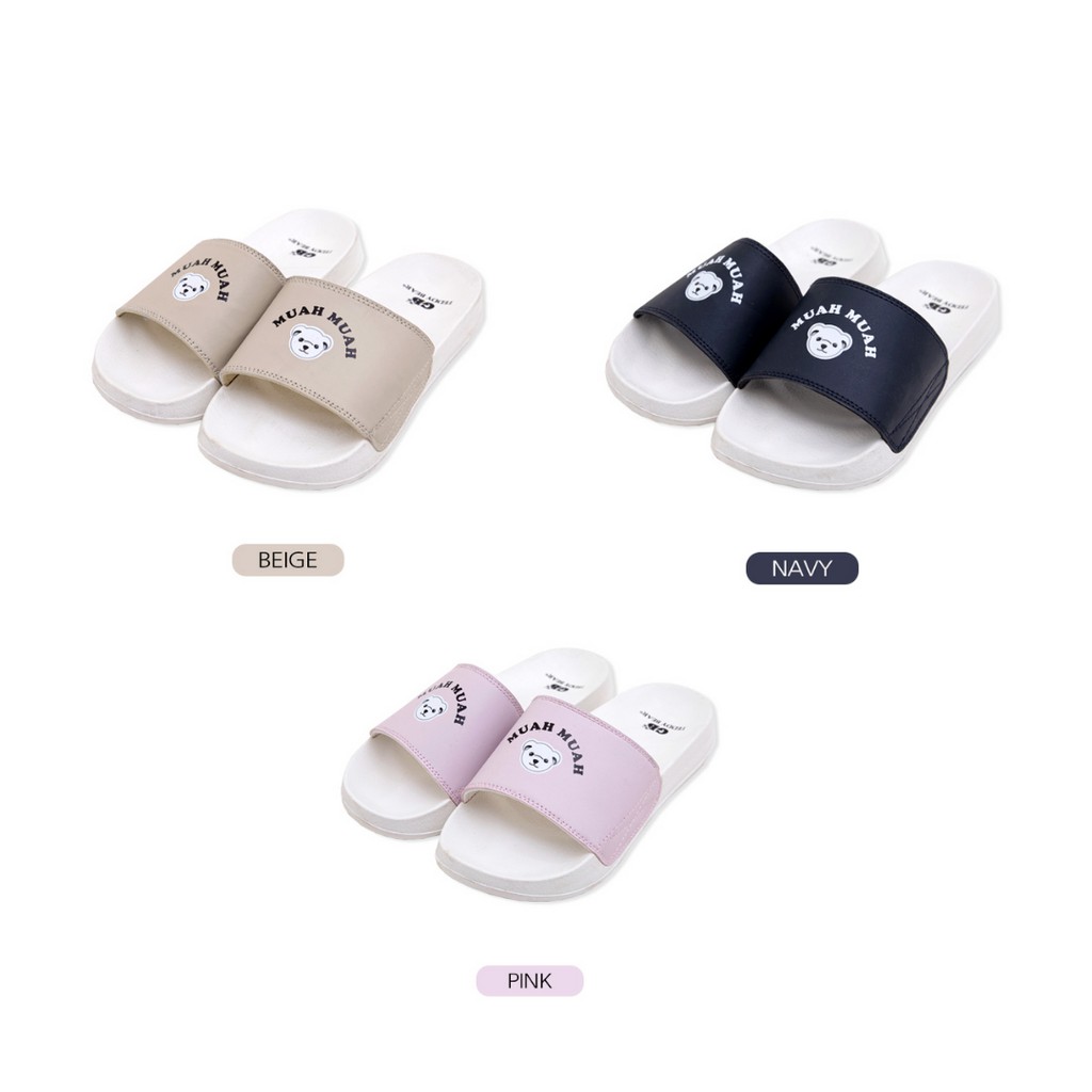 DÉP MUAH MUAH TEDDY BEAR -  CHÍNH HÃNG KOREA - DÉP QUAI NGANG GẤU SIÊU XINH