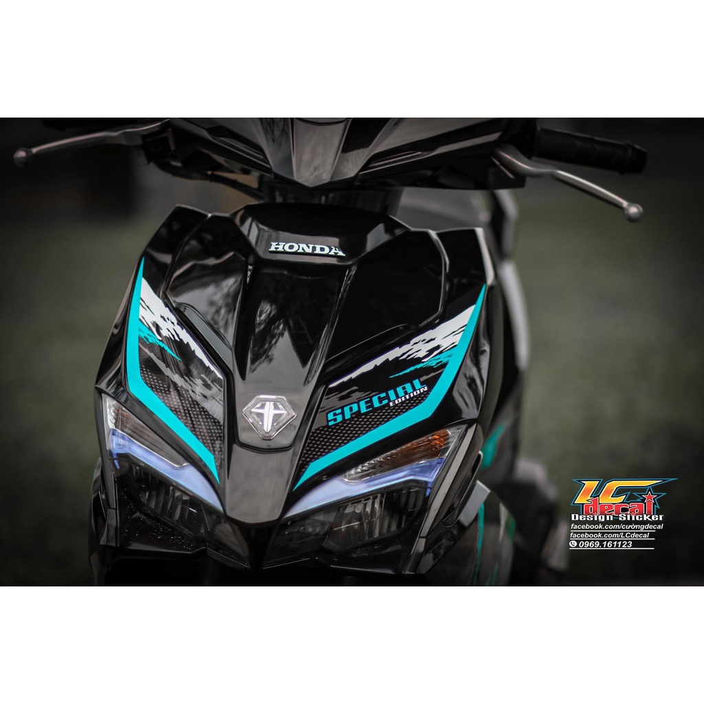 TEM RỜI mẫu ADN Special xanh ngọc cho AirBlade AB đen - không bay màu