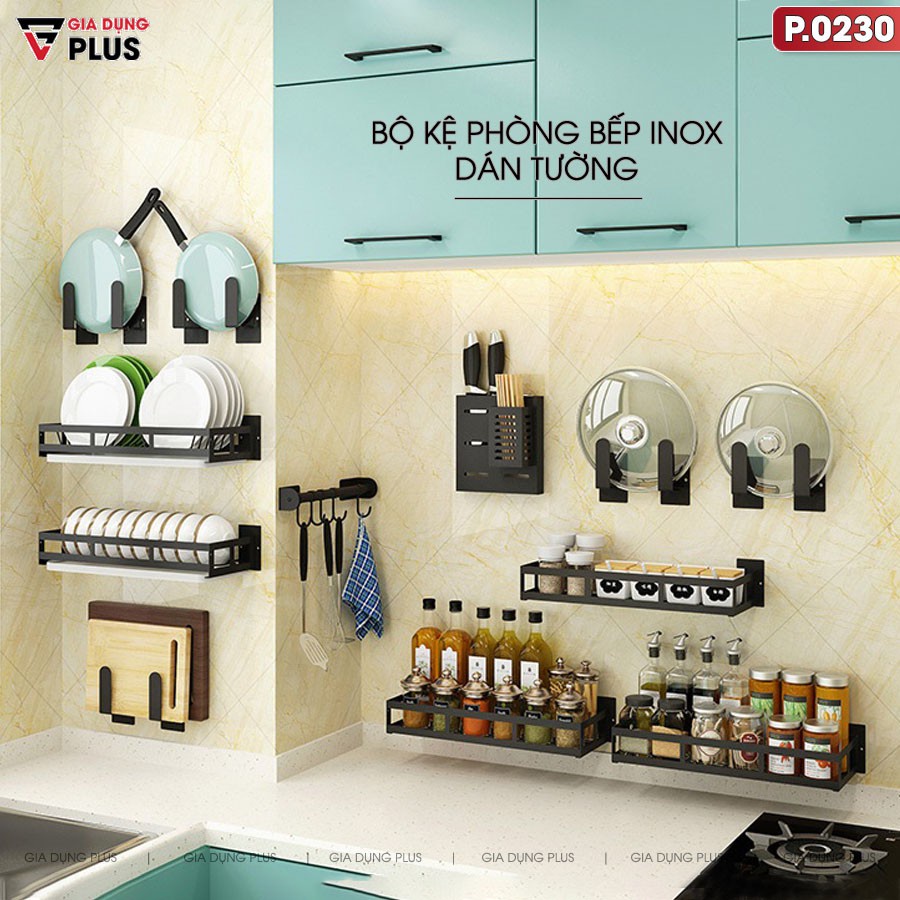 Kệ đựng gia vị dán tường siệu tiện dụng, không cần khoan đục, siêu chắc chắn, tiết kiệm không gian