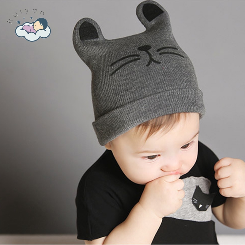 Mũ len dệt kim họa tiết hoạt hình xinh xắn cho bé sơ sinh