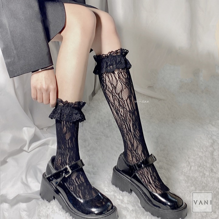 Tất Vớ Bắp Chân Lưới Hoa Viền Ren Phong Cách Lolita - Vani Store - TAT00142
