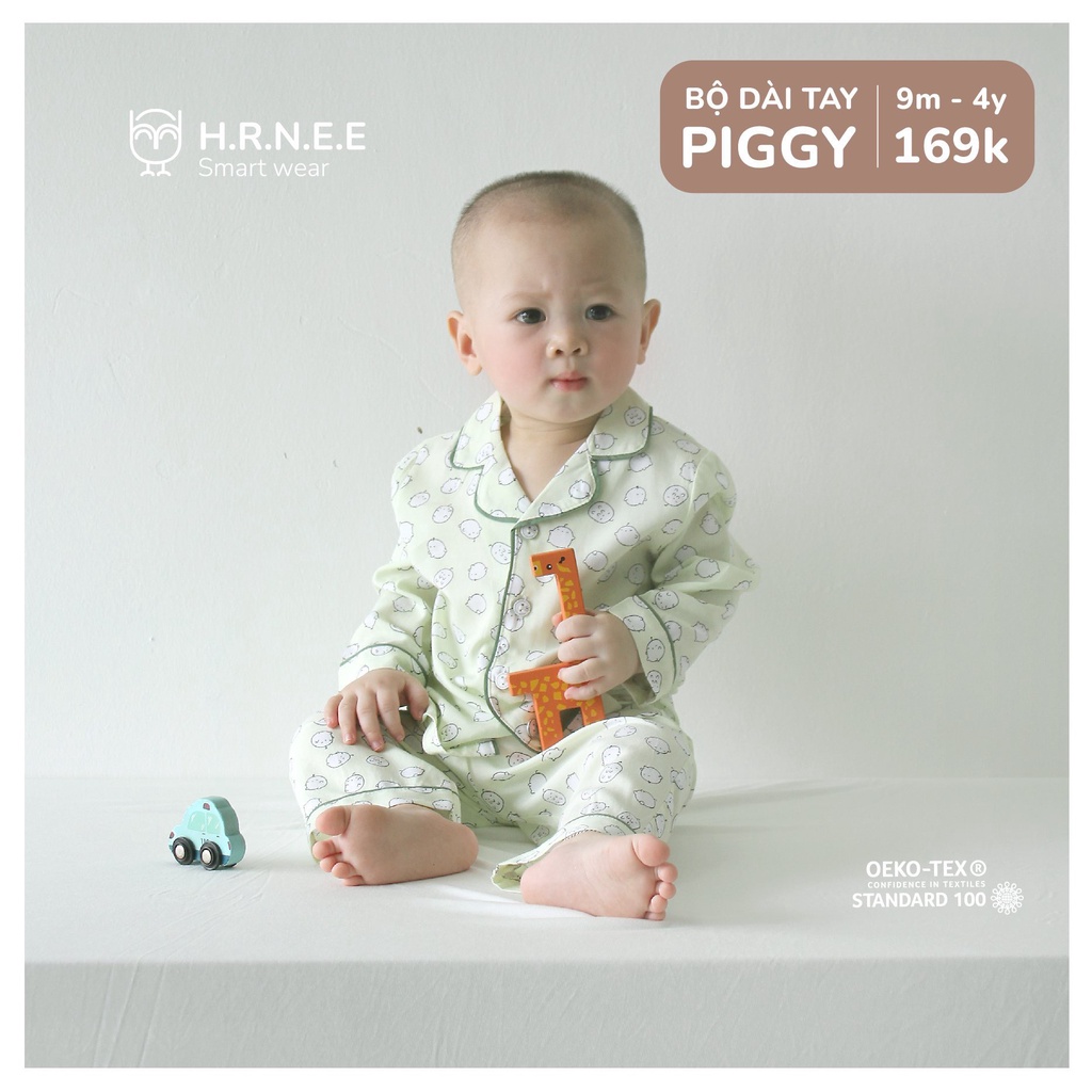 Bộ pijama dài tay Piggy Hrnee dành cho bé trai bé gái cao cấp