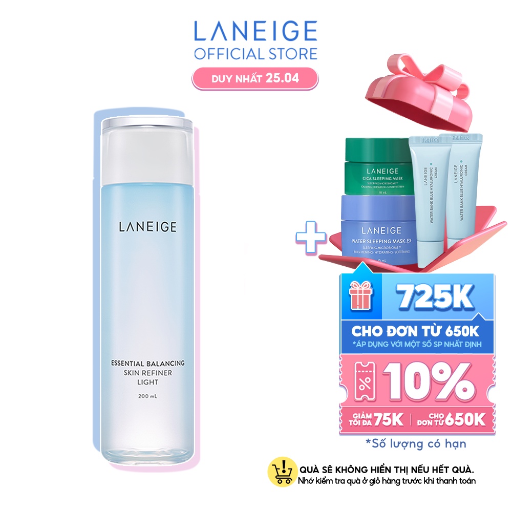 Nước Cân Bằng Dành Cho Da Dầu Laneige Essential Balancing Skin Refiner Light 200Ml