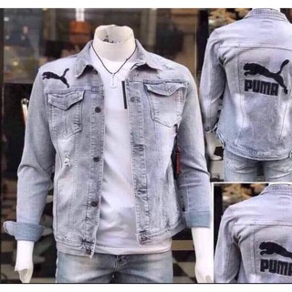 Áo khoác jean nam nữ xám trắng cực đẹp thêu PMA phong cách Hàn Quốc cao cấp form chuẩn size M-L-XL KT19