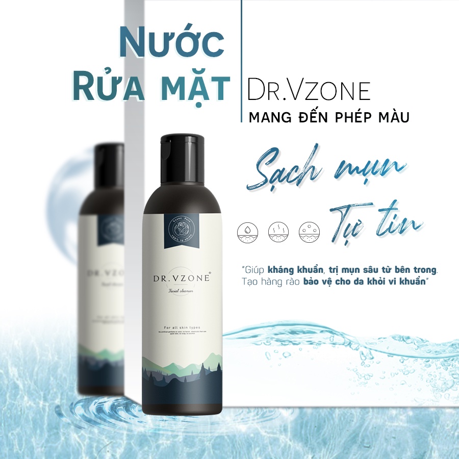 Nước rửa mặt kháng khuẩn Dr.Vzone chai 300ml