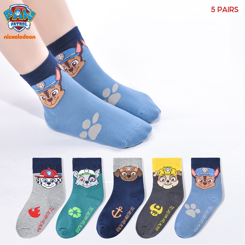Tất cho bé trai bé gái DINOKING Set 5 đôi tất vớ cao cổ cho bé dày dặn giữ ấm chân mùa thu đông trẻ em 1 - 9 tuổi PAW PATROL