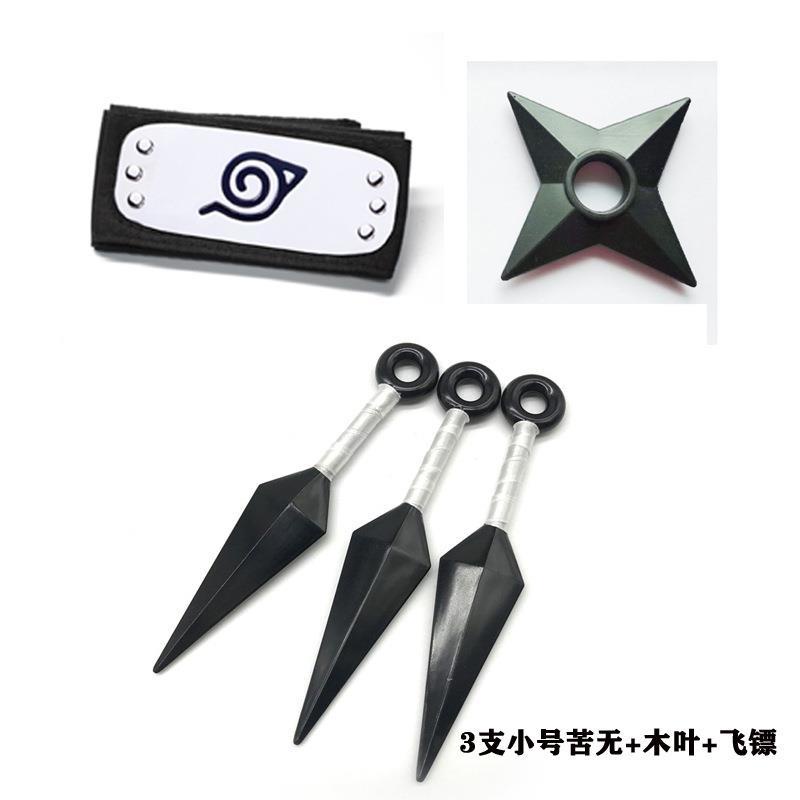 ☸Naruto Naruto Kakashi Plastic Kunai Shuriken Konoha Trán Bộ dây đeo trán Anime Mô hình ngoại vi