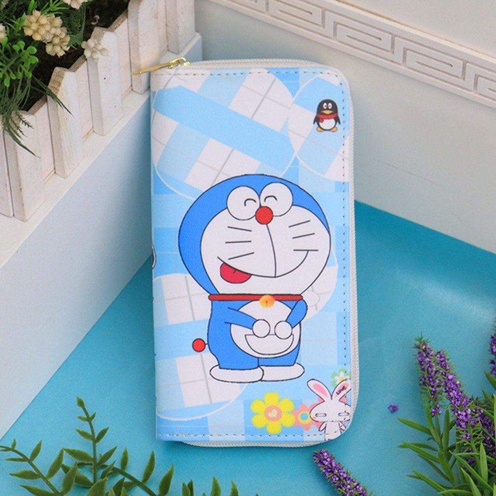 Ví da PU cầm tay in hình Doraemon cho nữ