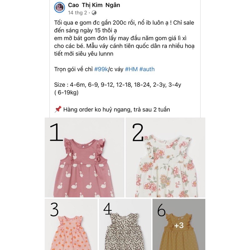 váy Hm cho bé #auth ( +2% phí shopee)