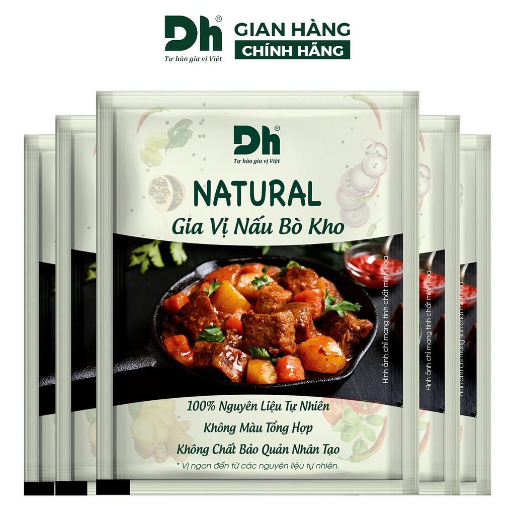 Gia vị nấu bò kho Natural DH Foods nêm sẵn thành phần tự nhiên gói 10gr