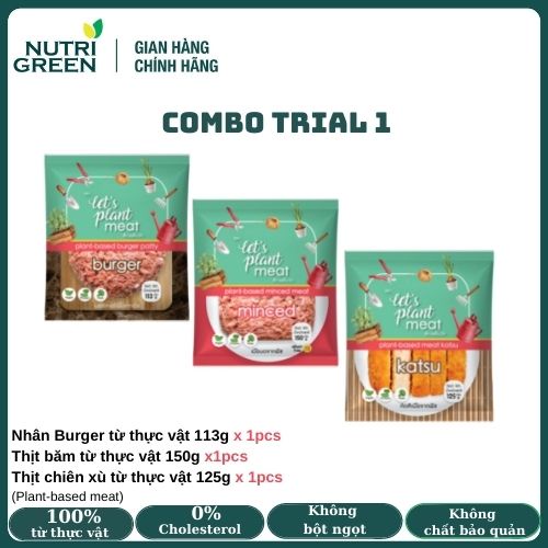 Combo Trial 1 từ thịt thực vật Nutrigreen Food thực phẩm chay bổ sung protein thực vật cho người eat clean và ăn chay