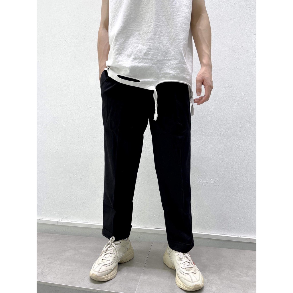 Quần Baggy Kaki MEANSTORE pants unisex basic nam nữ cạp chun ống rộng phong cách Hàn Quốc ulzzang - Đen basic