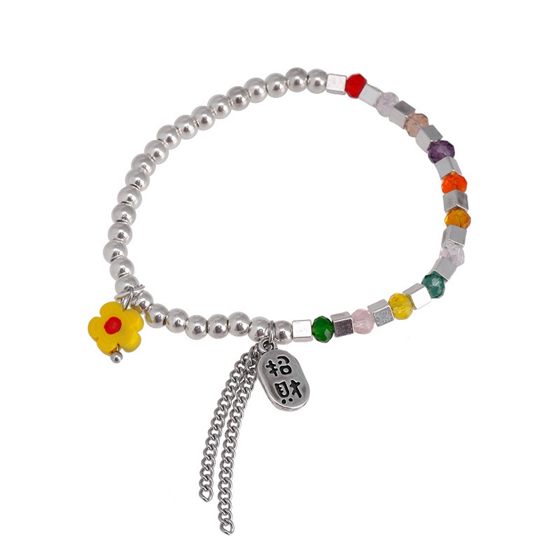 Vòng Tay Chuỗi Hạt Pha Lê Nhiều Màu Thiết Kế Hình Hoa Hello Kitty Thời Trang Cho Nữ
