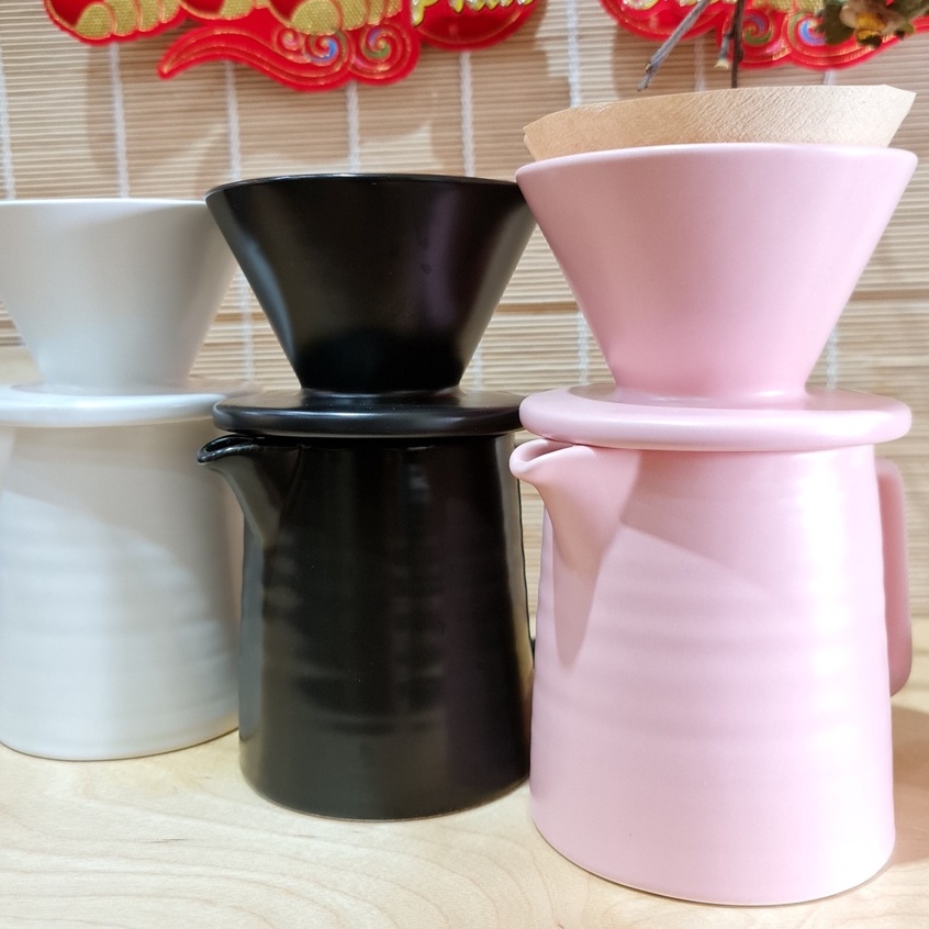 Bộ phễu pha cà phê phương pháp V60 gốm phong cách Châu Âu