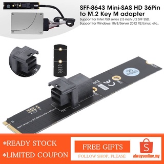 Bộ Chuyển Đổi Sim Sff-8643 Mini-Sas Hd 36pin Sang M.2 Key M