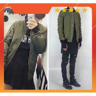 Áo khoác Bomber Kaki cho cặp đôi siêu chất