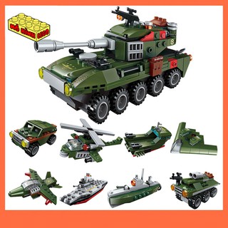 Đồ chơi xếp hình lego giá rẻ 8 trong 1 Qman 1803 mô hình xe tăng chiến xa lội nước 361 chi tiết cho bé