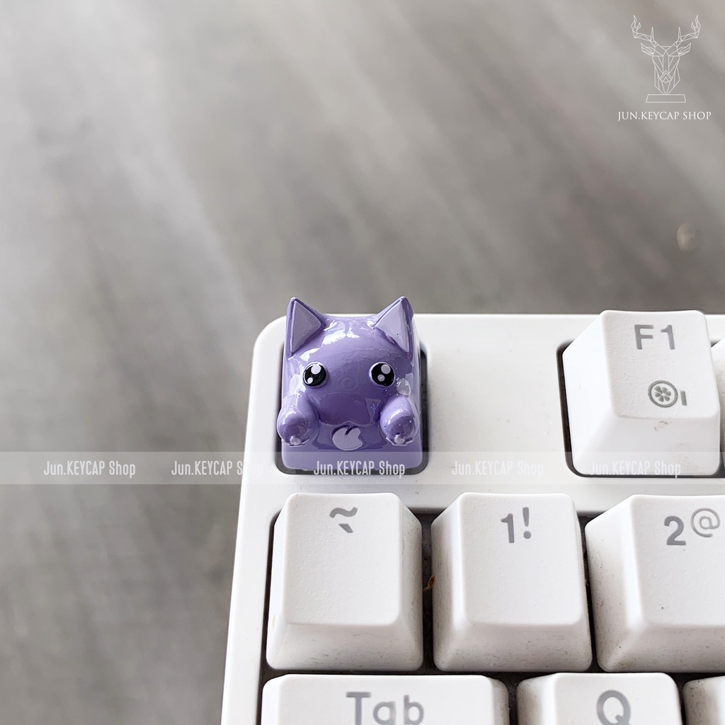 Keycap Mèo Tím Cute – Nút Bàn Phím Mèo Tím Cute – Mèo Tím Dễ Thương Tan Chảy Trái Tim Bạn