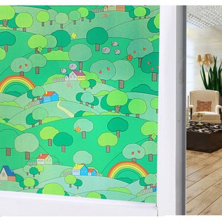 1m x 60cm Decal dán kính mờ - cây xanh cầu vòng ATV07