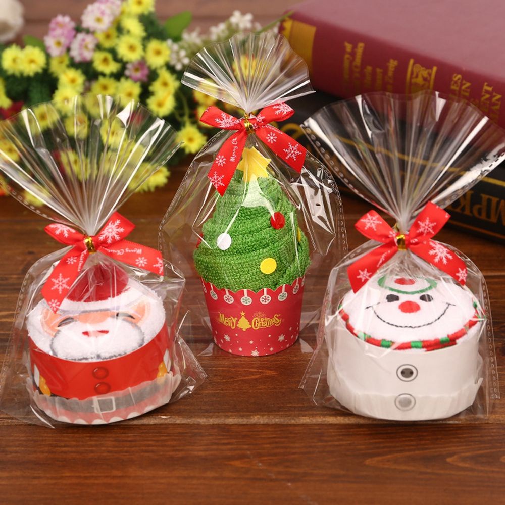 Khăn lau bằng cotton hình bánh chủ đề giáng sinh bằng cotton dùng để trang trí nhà cửa vào noel/ làm quà tặng năm mới