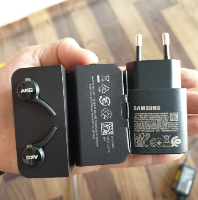 COMBO Bộ Sạc 25W, Tai Nghe AKG Cho Note 10, S20 - Chính Hãng Samsung, Bảo Hành 6 Tháng