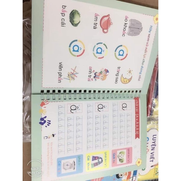 Bộ 3 Vở tập viết nét Lõm TỰ XÓA kèm bút tự bay màu cho bé luyện