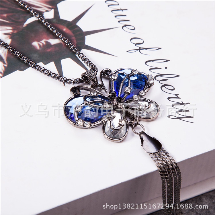 Dây chuyền nữ phong cách áo dài kiểu hồ điệp màu đen cá tính nổi bật, chất như nước cất