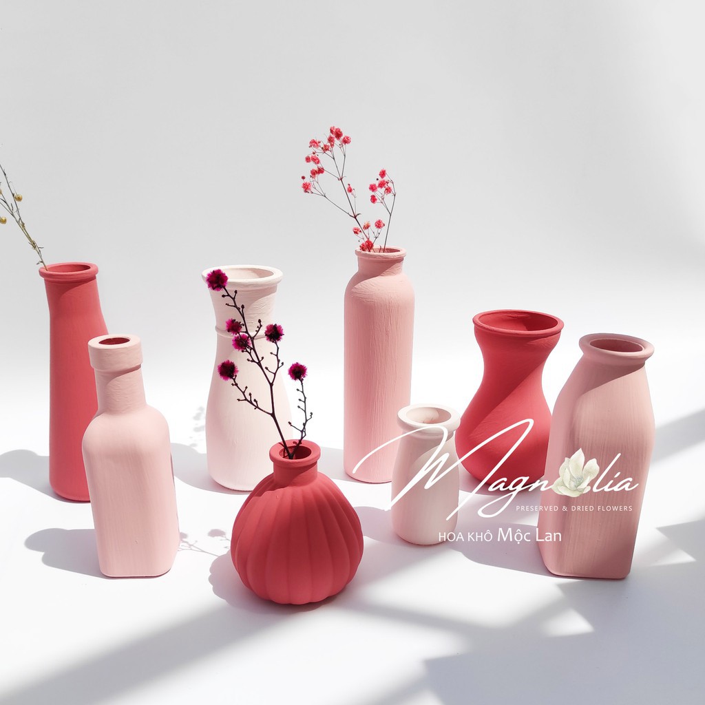 Lọ thủy tinh giả sứ decor ❤️FREESHIP❤️ Bình cắm hoa màu hồng pastel phong cách Bắc Âu, chụp ảnh sản phẩm