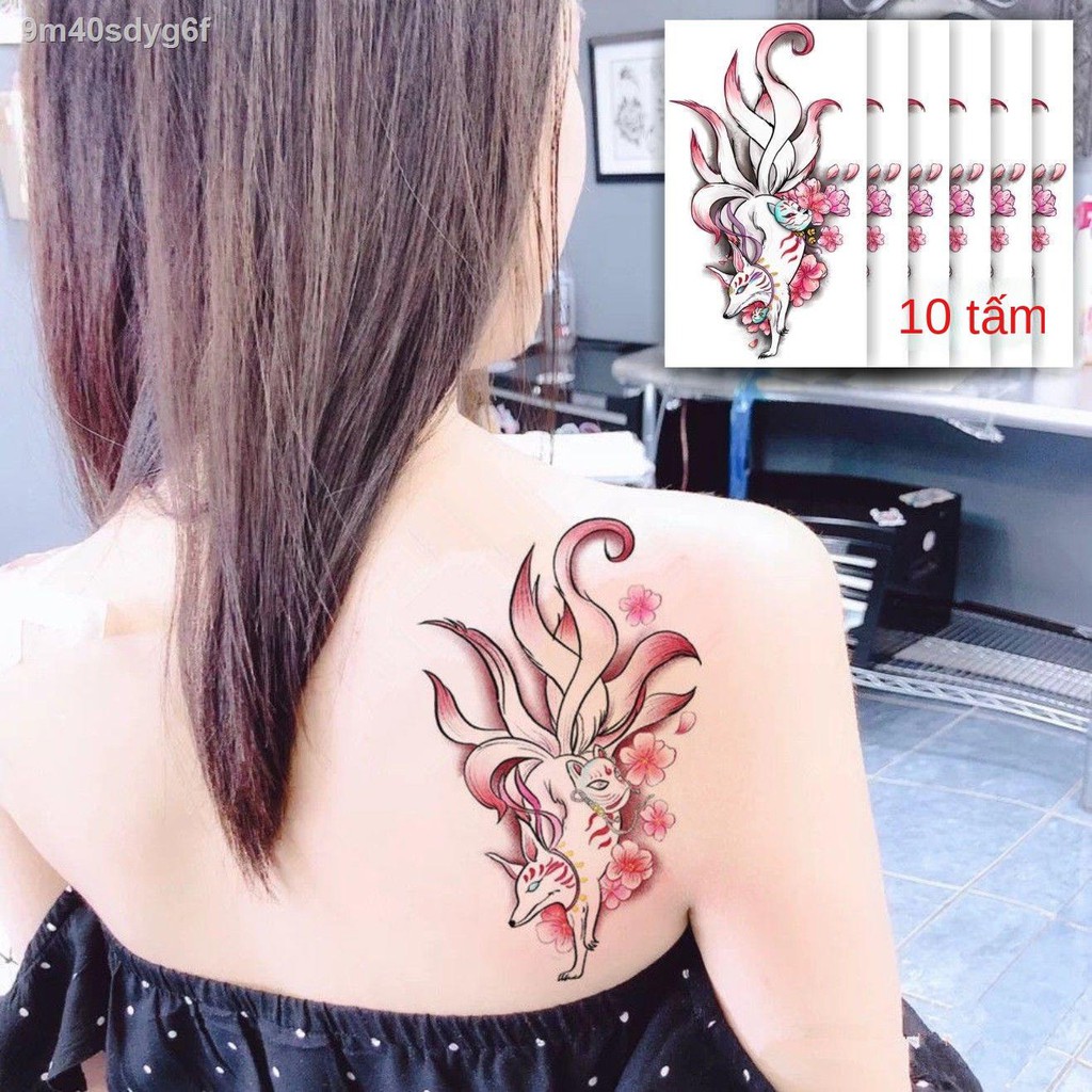 ♂ ❄✆Nước ép thảo dược Hình xăm Cáo Chín Đuôi Hình Xăm Con Cáo Quyến Rũ Nam Nữ Hình Xăm Không Thấm Nước Có