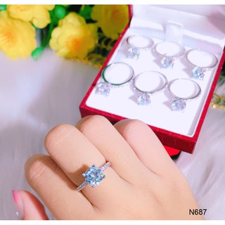 Nhẫn bạc nữ đính đá hột cao bản nhỏ thiết kế cao cấp Orin N687