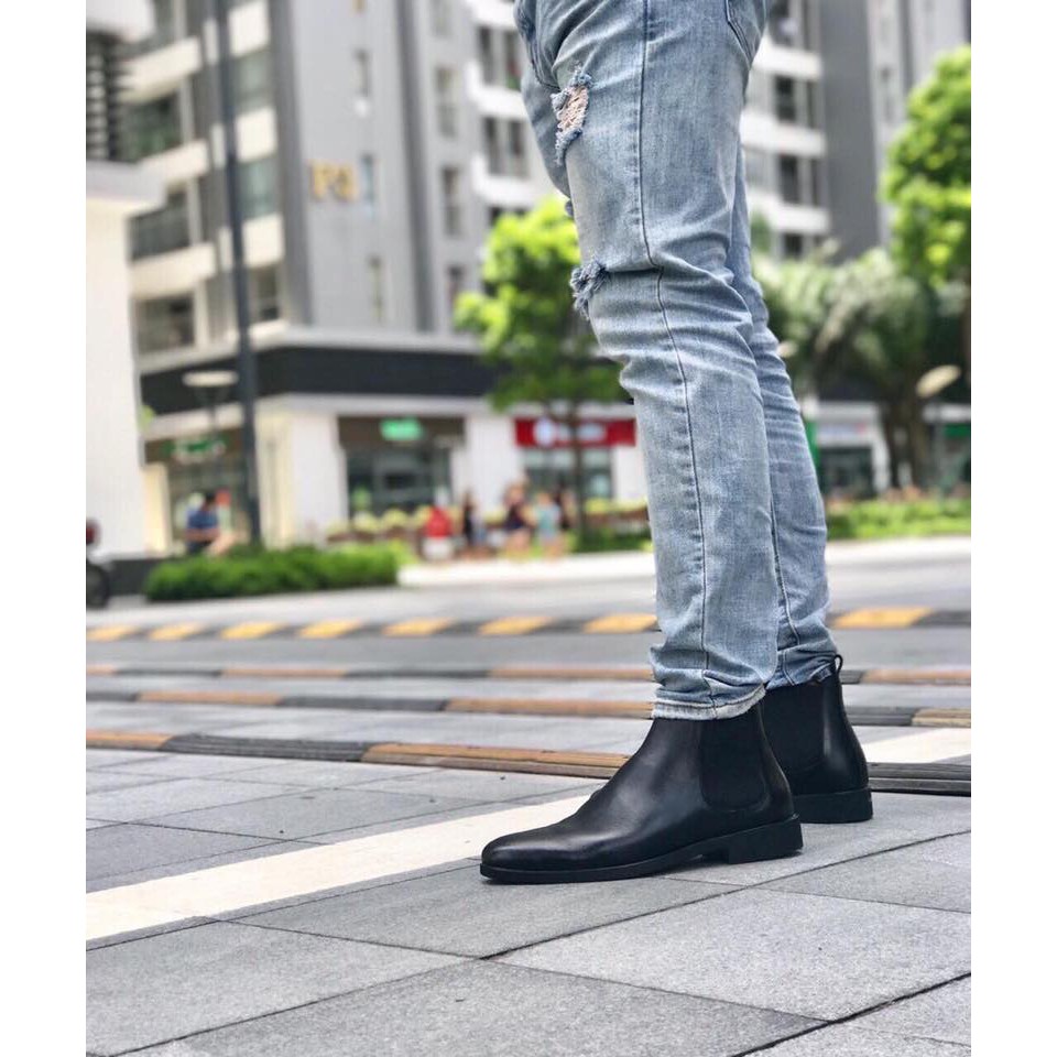 Giày Nam Chelsea Boot Cao Cổ Cao Câp - GCN8 - Da Bò Thật Trơn Xịn Không Nhăn - Dáng ôm chân chuẩn phom không phình