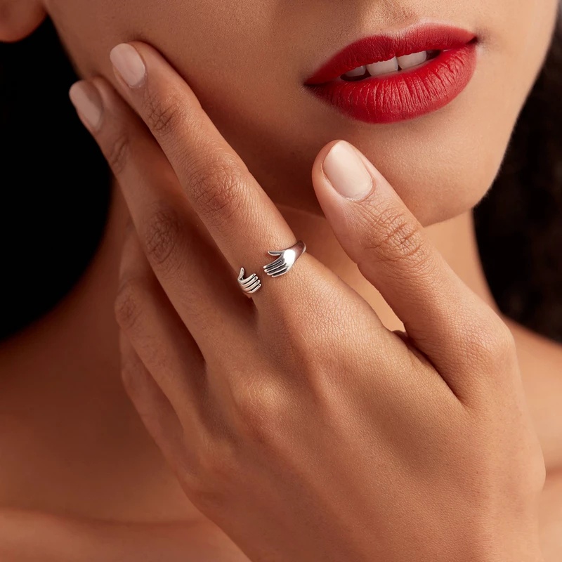 Set 2 nhẫn hở mạ bạc S925 thiết kế đơn giản sáng tạo thời trang