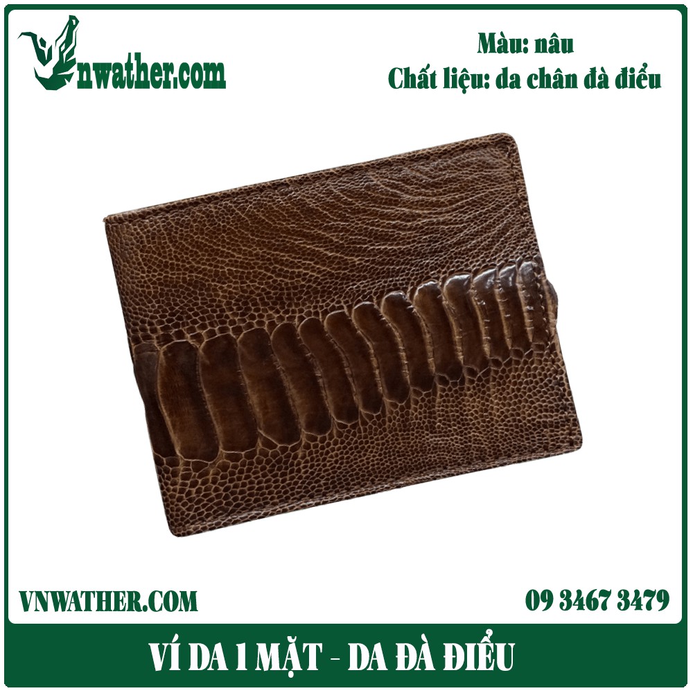 Ví da đà điểu nam màu nâu da thật 100%
